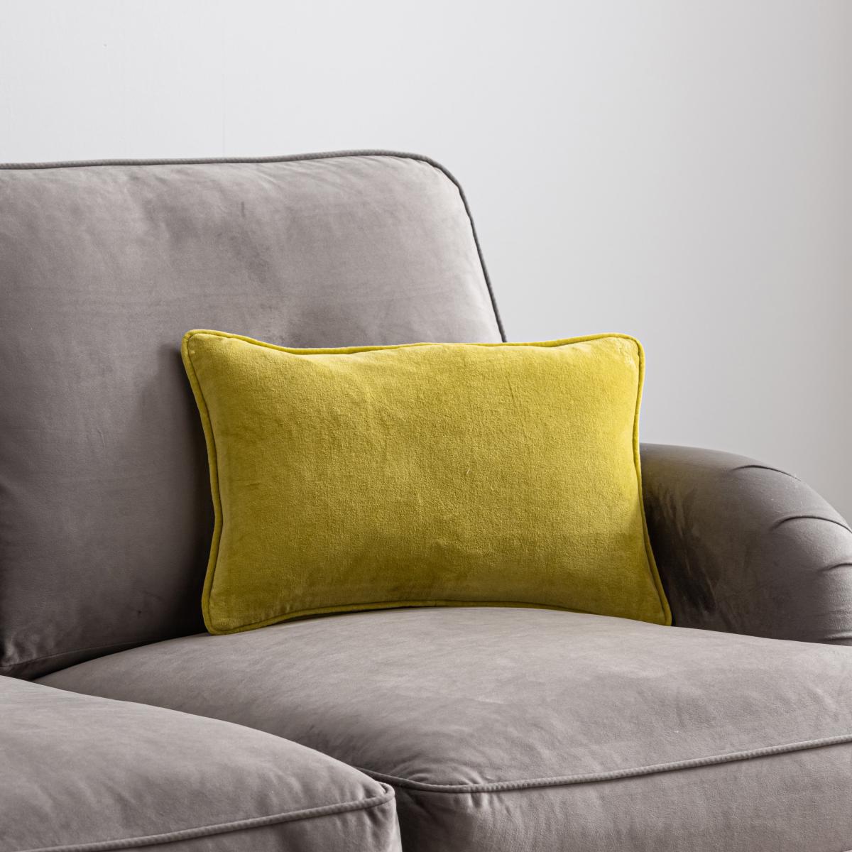 Clara Cotton Velvet Rectangle Cushion Chartreuse – image 1