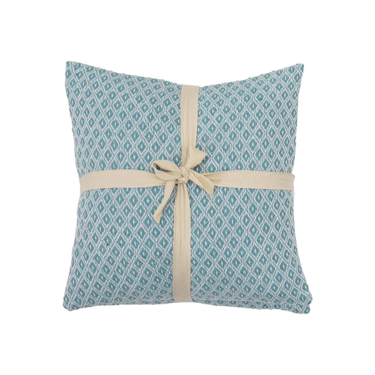 Simply Green Recycled Cotton Geometric Cushion Blue – image 1