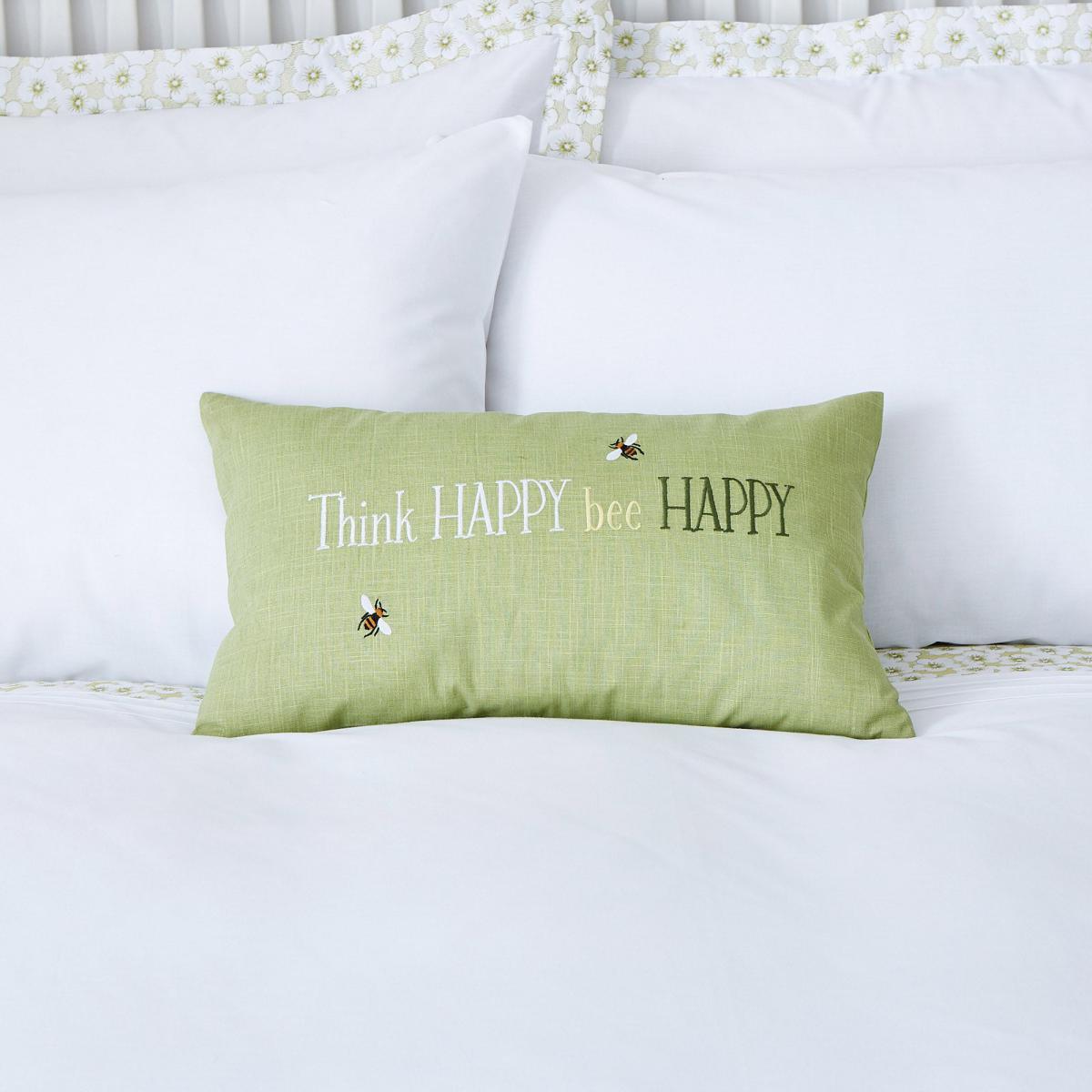 Think Happy Bee Happy Green Cushion Green – image 2
