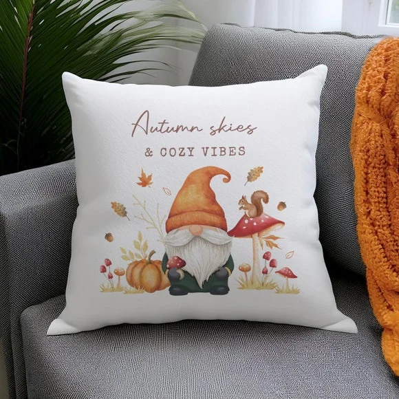 Personalised Autumn Gnome Square Cushion – image 2