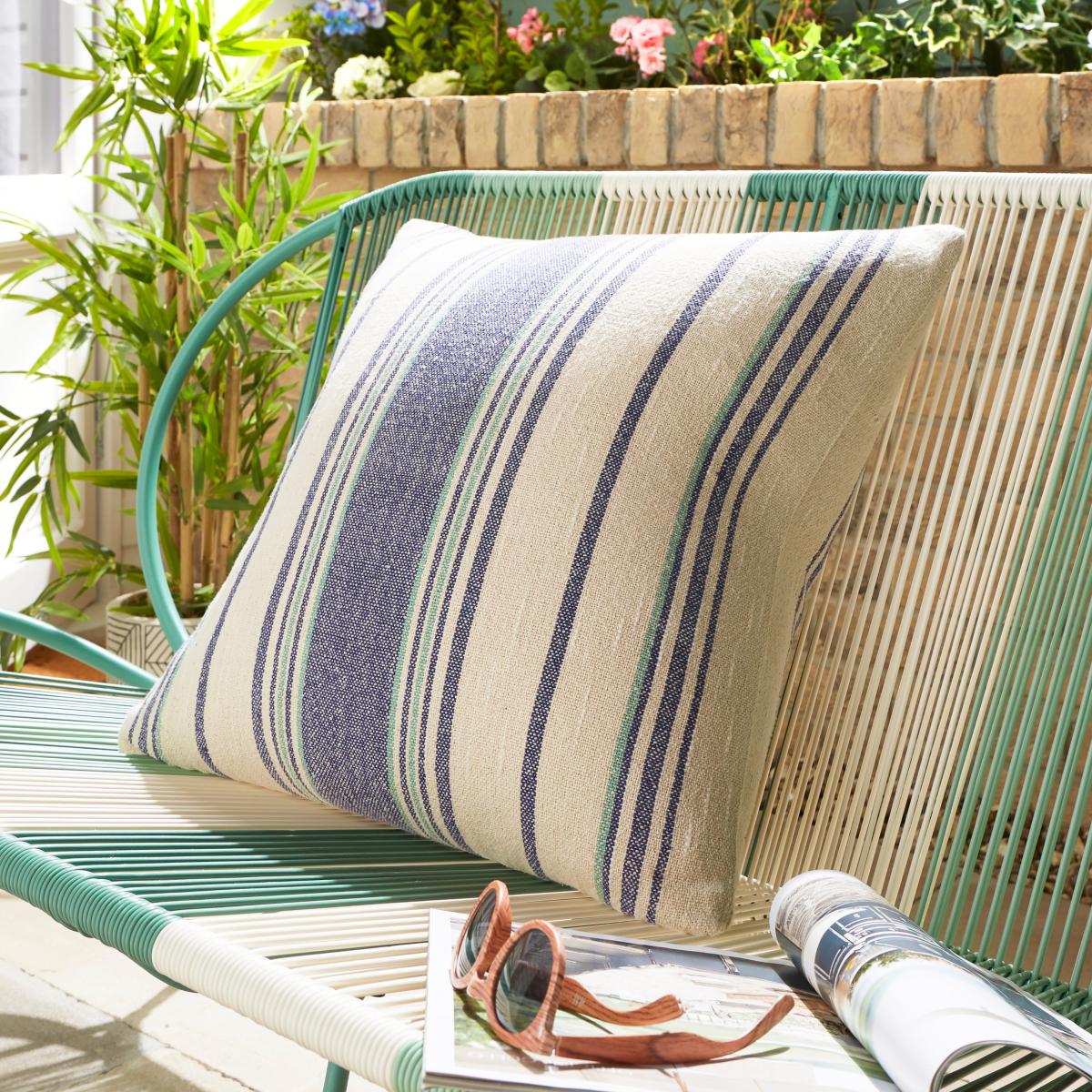 Striped Cotton Outdoor Square Cushion – image 1