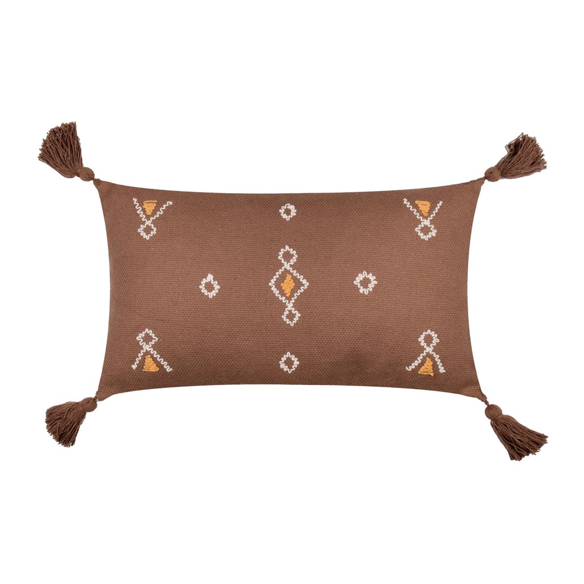 Meare Woven Cotton Rectangular Cushion Cocoa – image 1