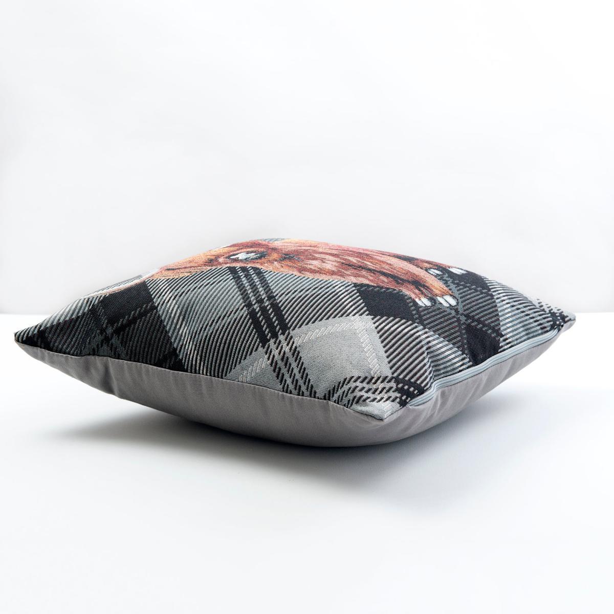 Highland Cow Tapestry Cushion Grey, Black and Brown – image 3