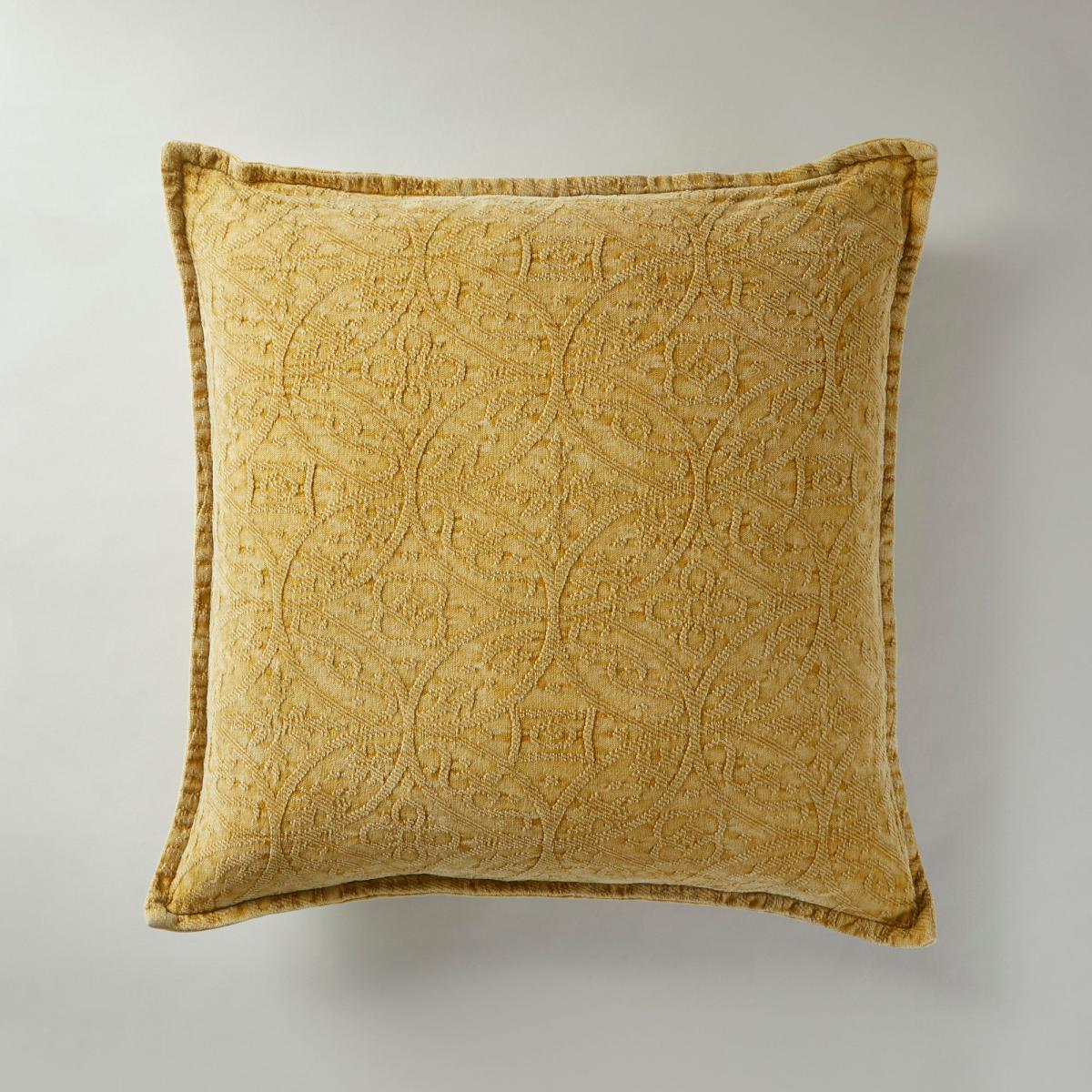 Stone Washed Chenille Cushion Ochre – image 2