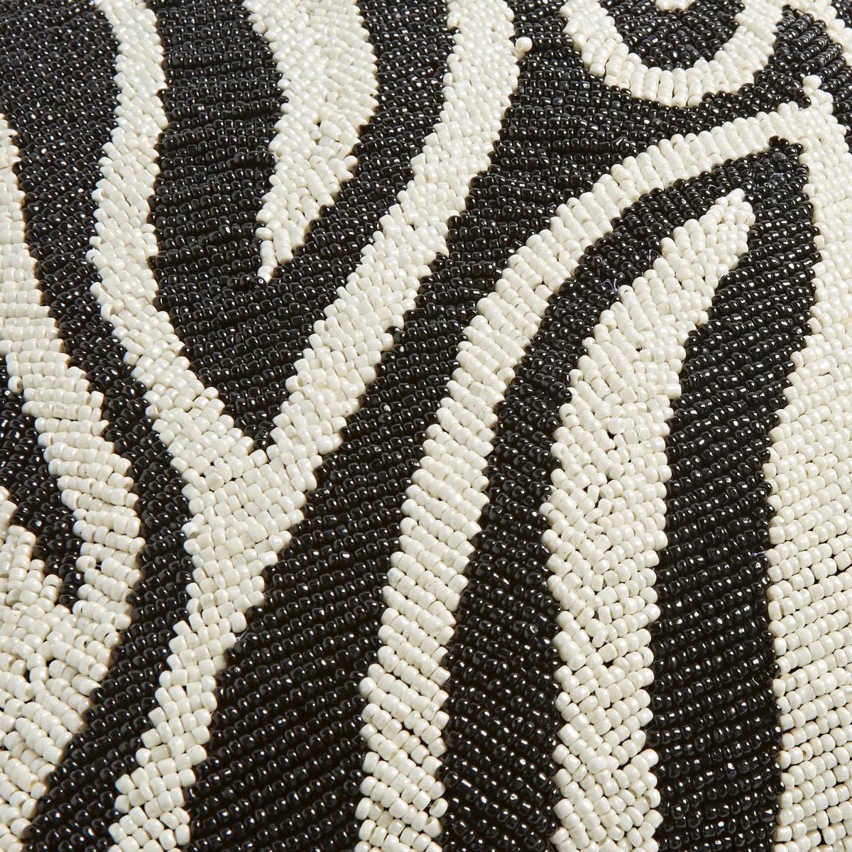 Beaded Zebra Patterned Square Cushion Black – image 4