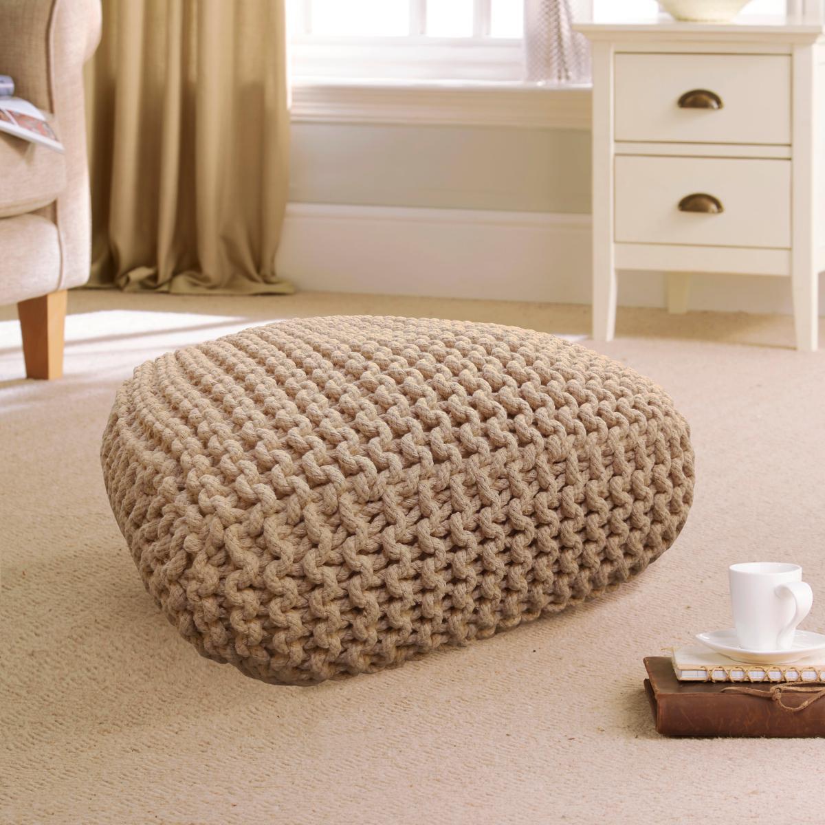 Hand Woven Natural Floor Cushion Natural – image 1