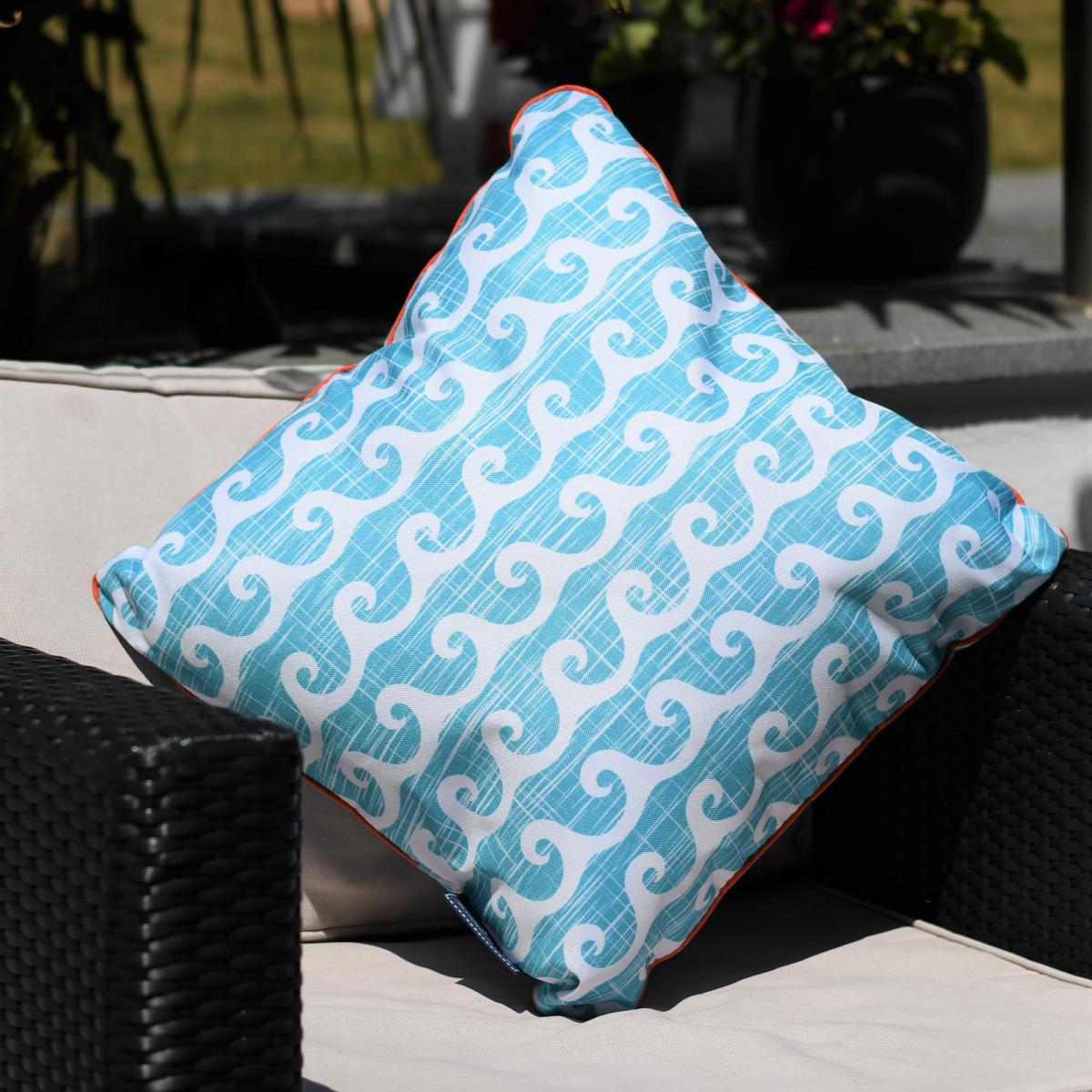 Aruba Blue Water Resistant Outdoor Cushion Blue and White – image 2