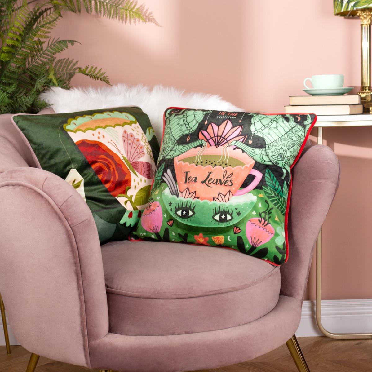 KateMerritt TimeForTea Piped Square Cushion MultiColoured – image 4