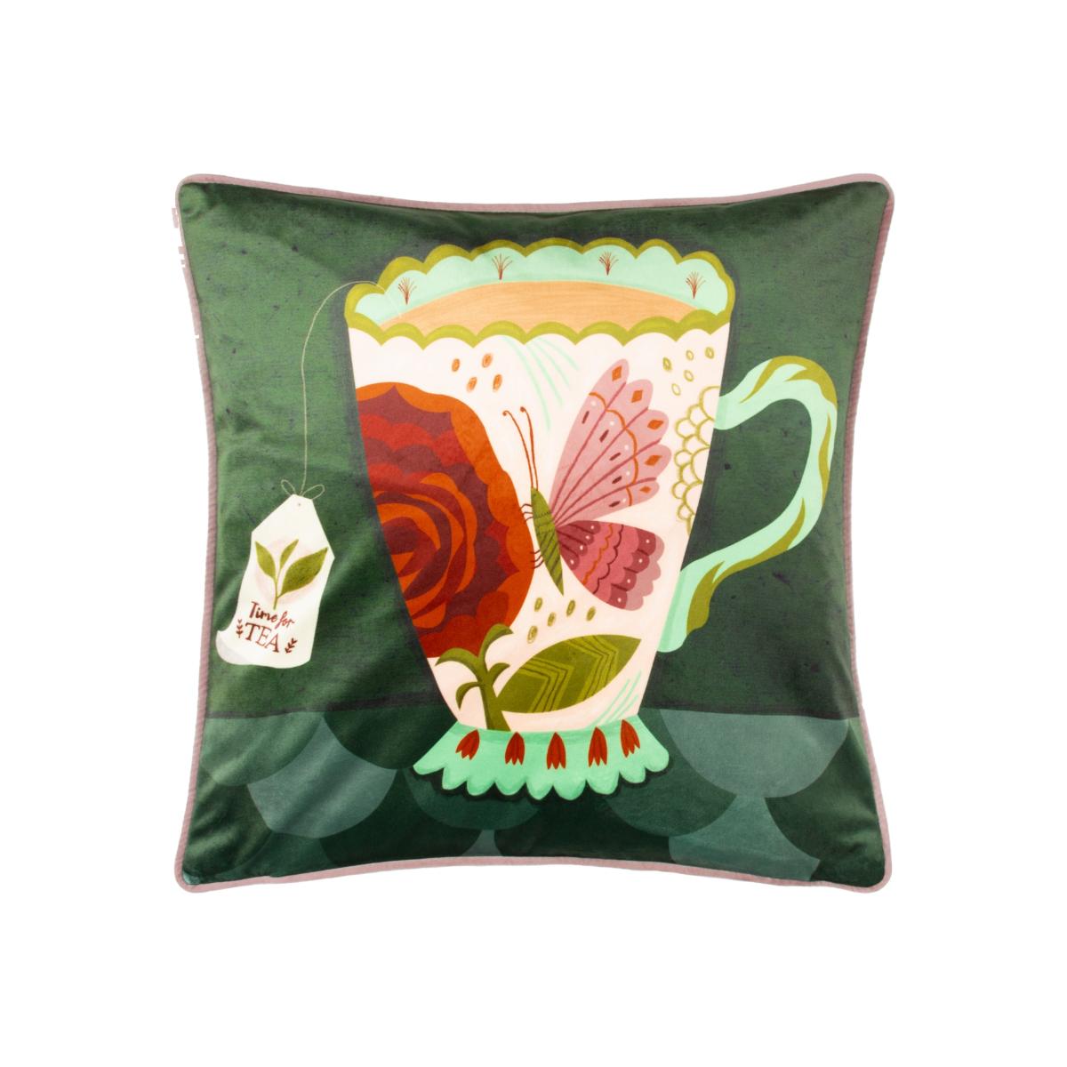 KateMerritt TimeForTea Piped Square Cushion MultiColoured – image 1