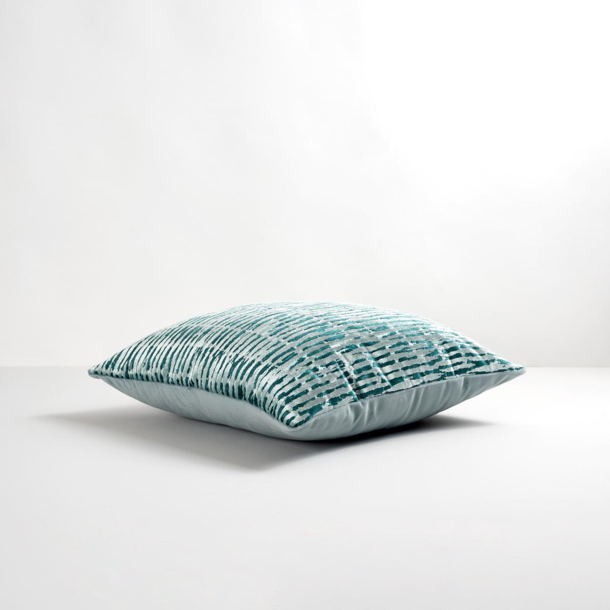 Cut Velvet Linear Teal Cushion Teal (Green) – image 3