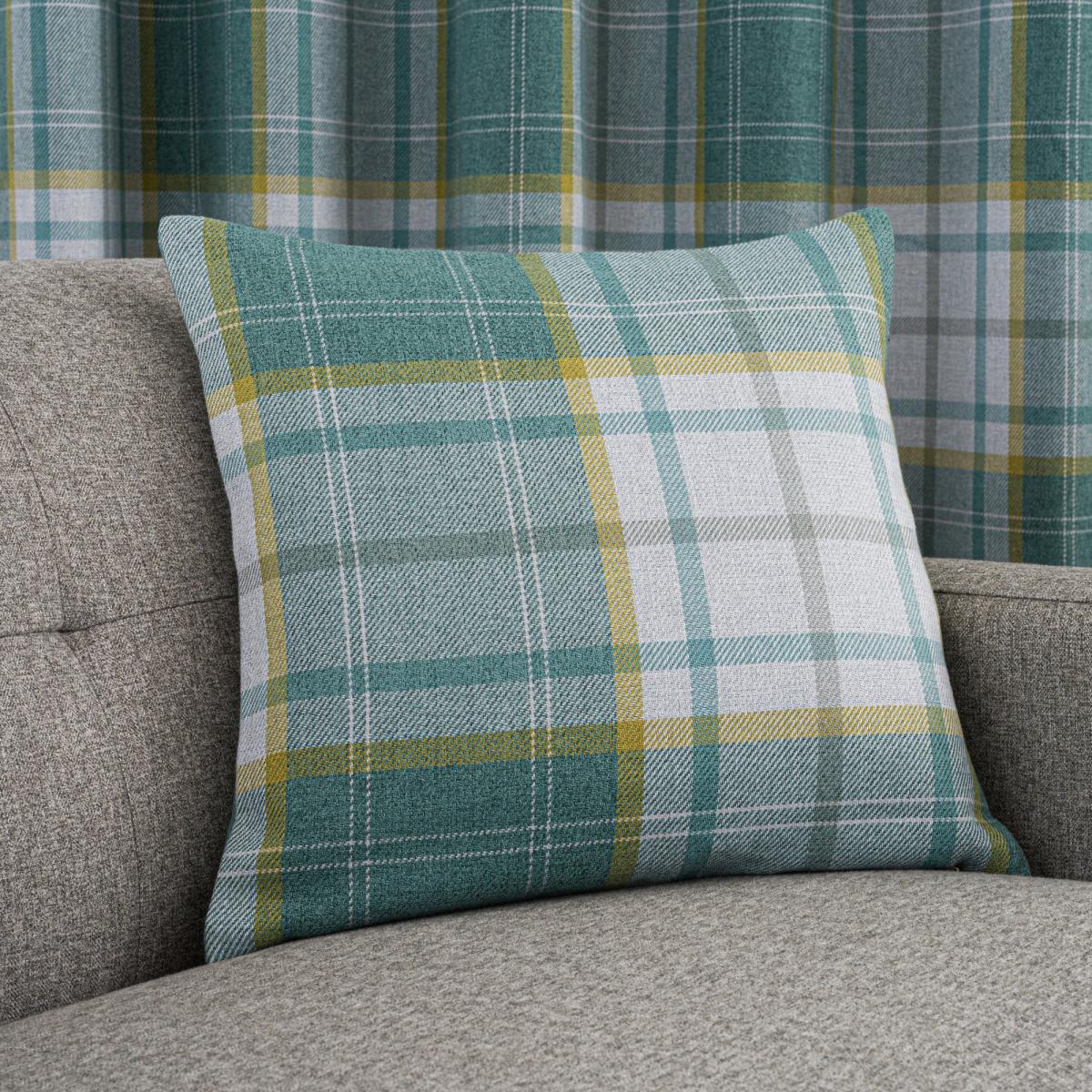 Astley Check Green Cushion Green, Yellow and White – image 2