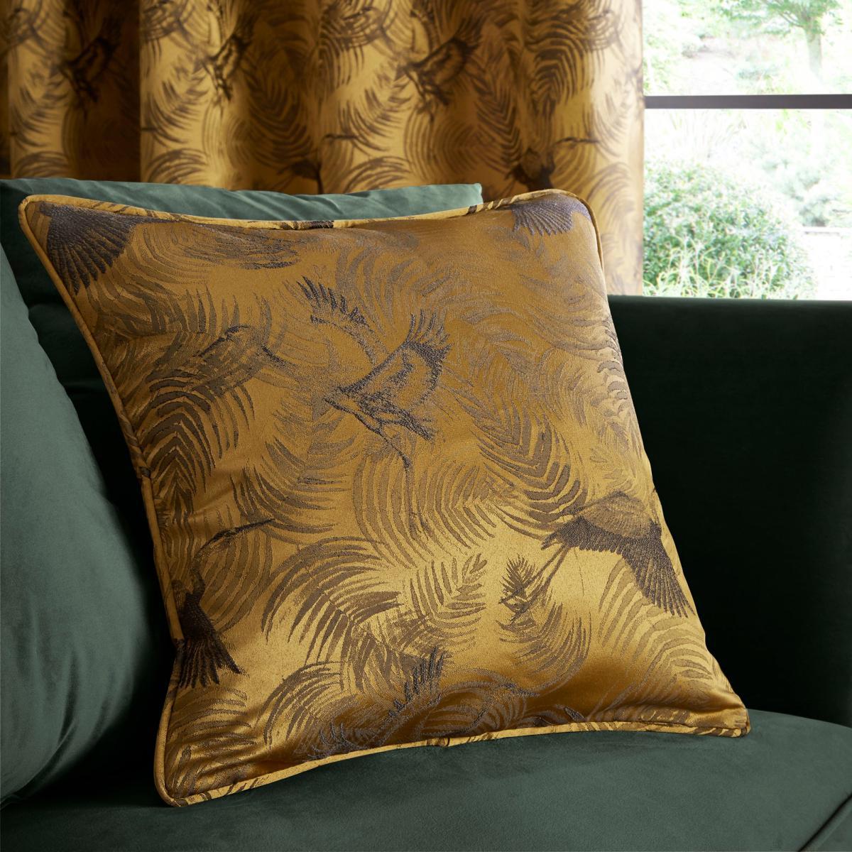 Crane Old Gold Woven Cushion Gold and Brown