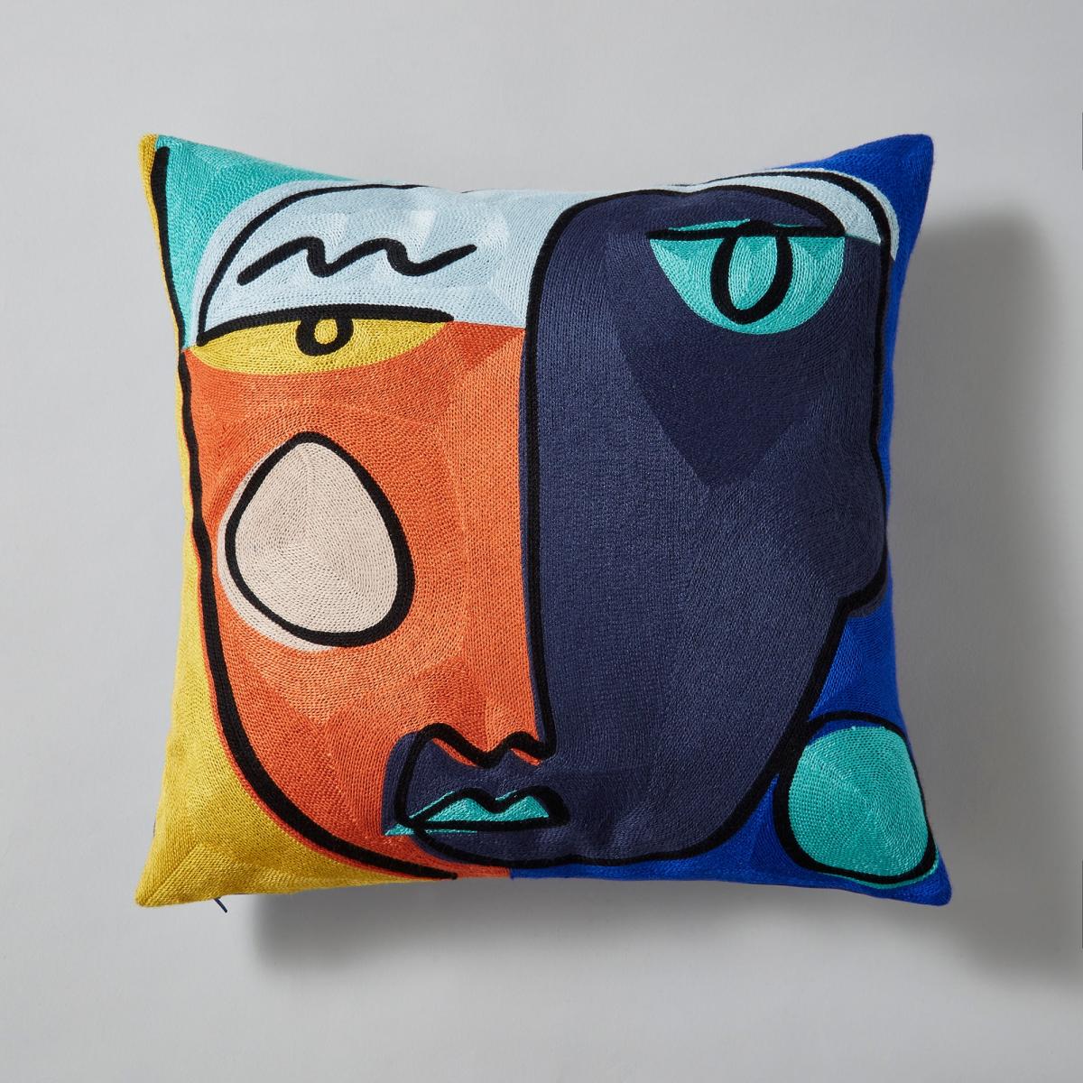 Elements Crewel Work Face Cushion Navy – image 2