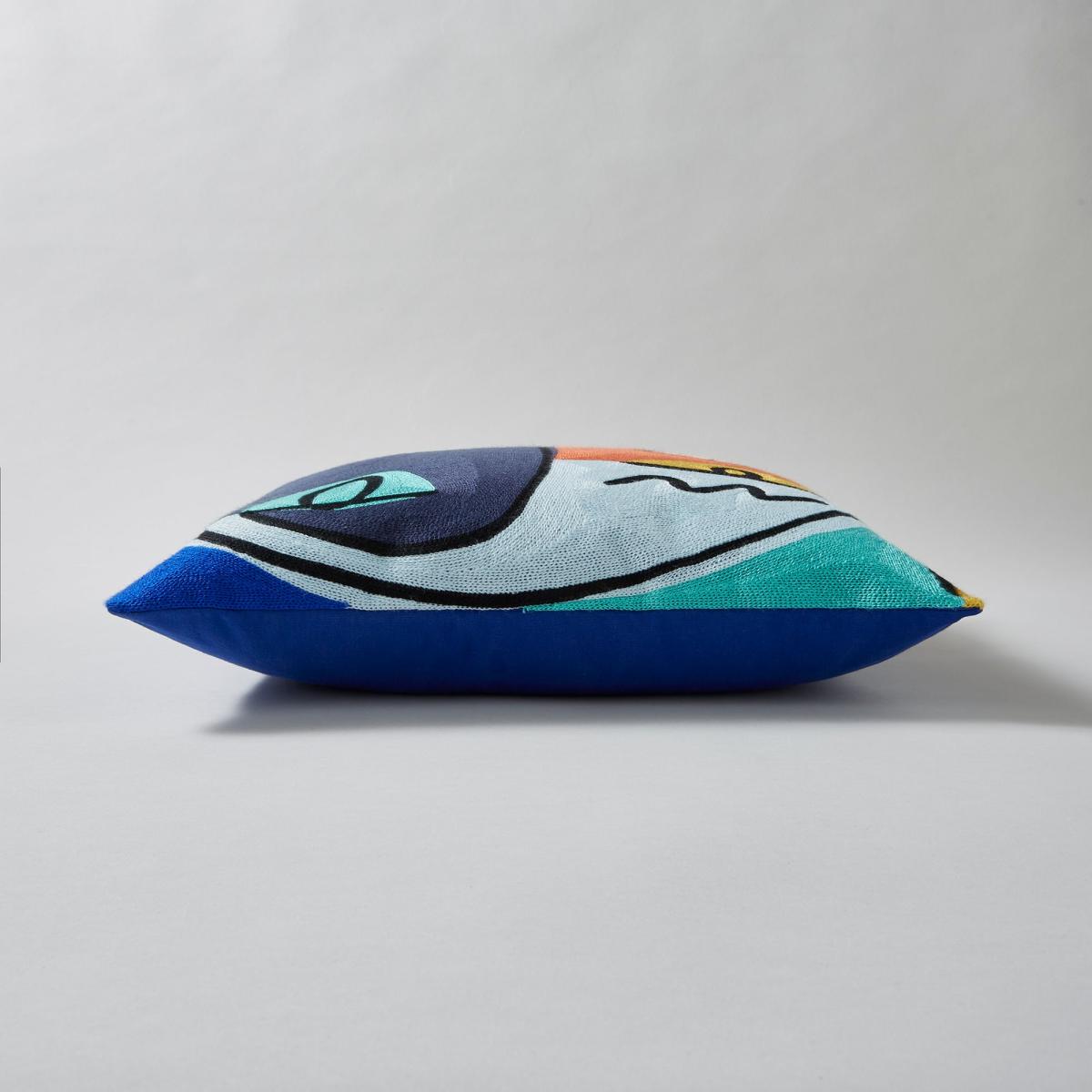 Elements Crewel Work Face Cushion Navy – image 4