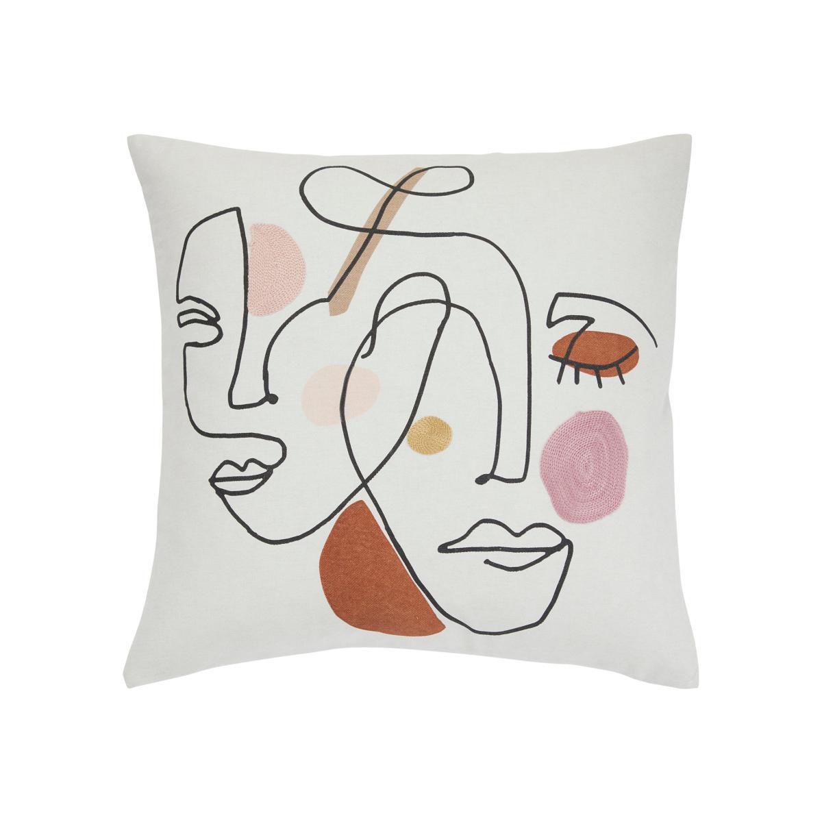 Retreat Abstract Natural Cushion Brown, Pink and White – image 1