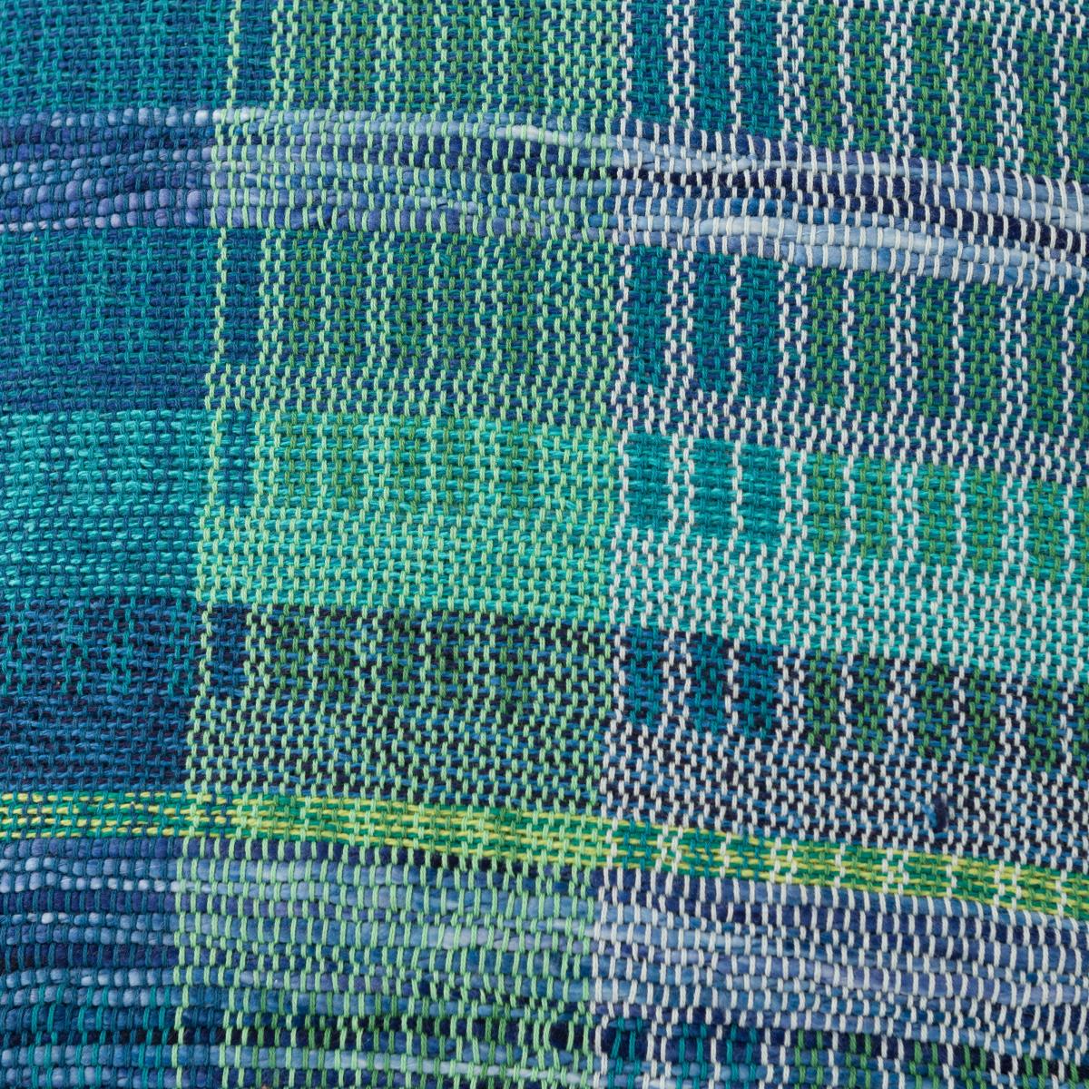 Handwoven Rainbow Cushion, 43 x 43cm Blue – image 2