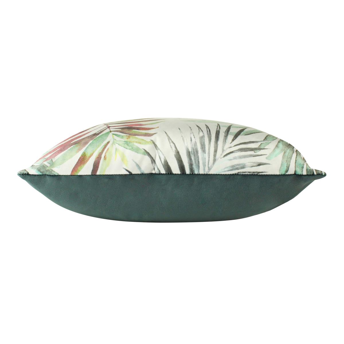 Evans Lichfield Palm Velvet Cushion Blue/Pink/Green – image 3