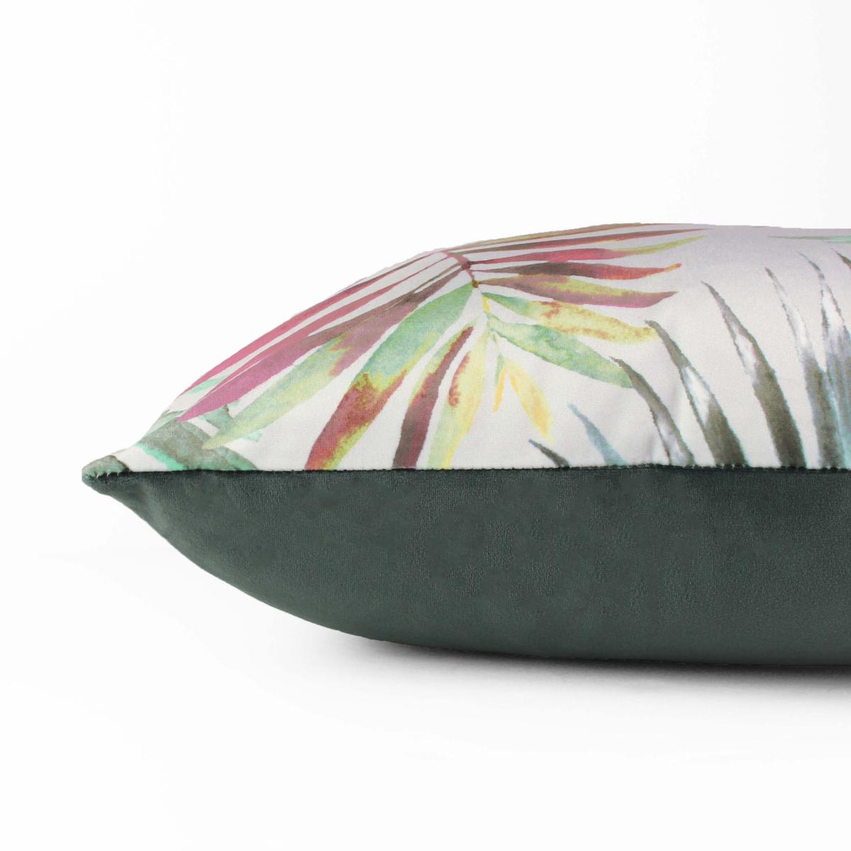 Evans Lichfield Palm Velvet Cushion Blue/Pink/Green – image 4