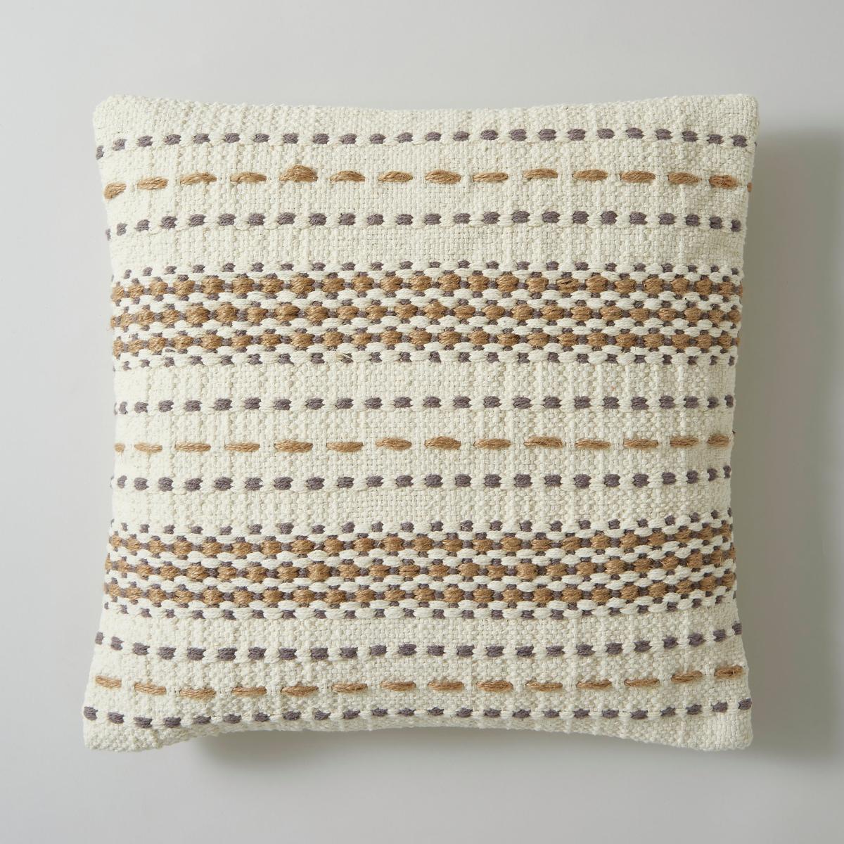 Jute Stripe Cushion 43x43cm Black – image 3