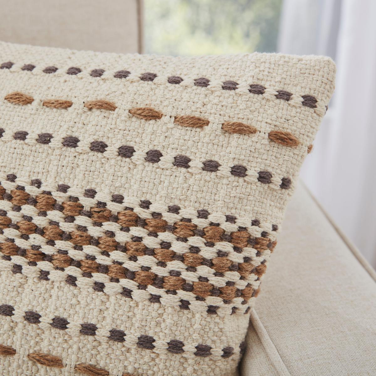 Jute Stripe Cushion 43x43cm Black – image 6