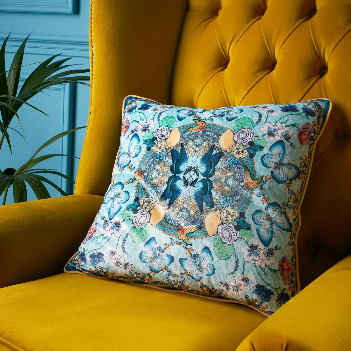 Matthew Williamson Heritage Butterfly Square Feather Filled Cushion Green – image 1