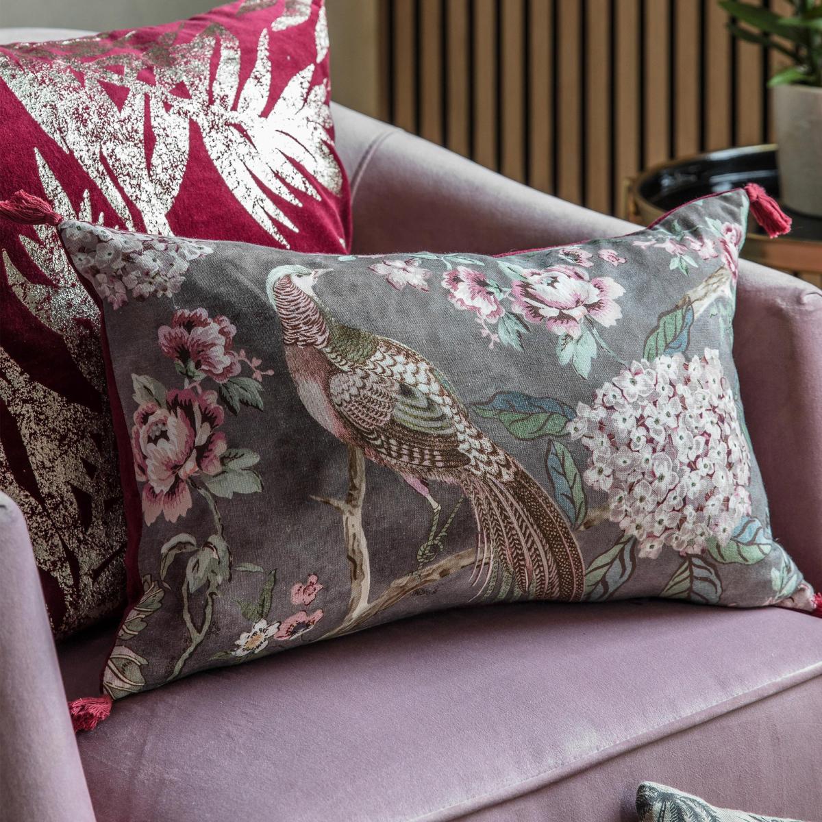 Blossomed Partridge Tassel Cotton Cushion Blush – image 2