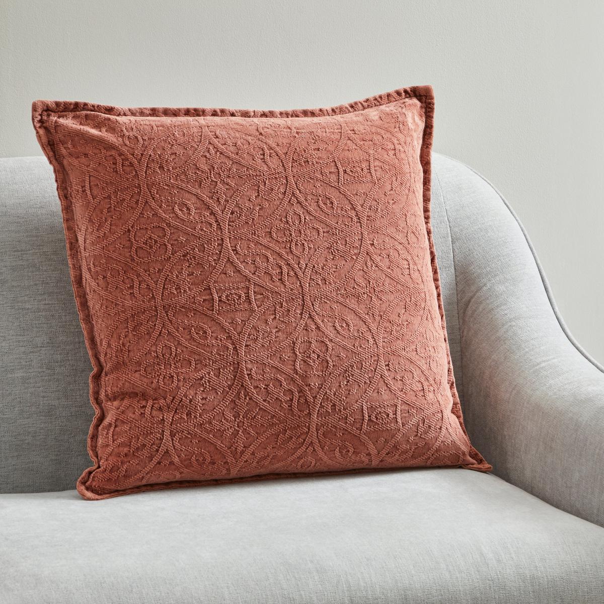 Stone Washed Chenille Cushion Terracotta – image 1