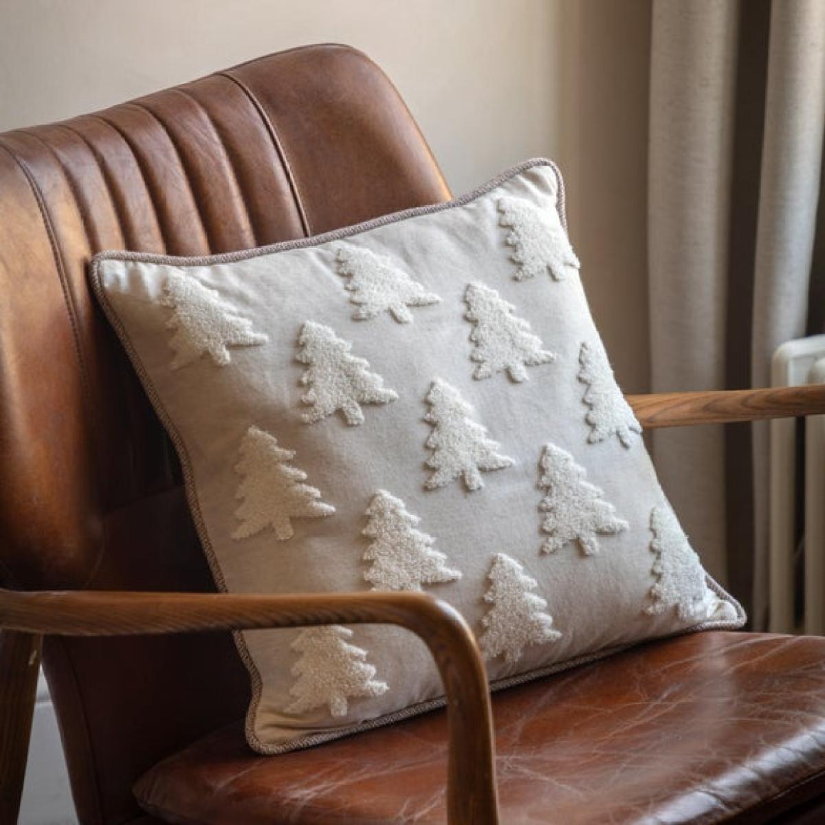 Christmas Tree Stitched Pattern Square Cushion – image 1