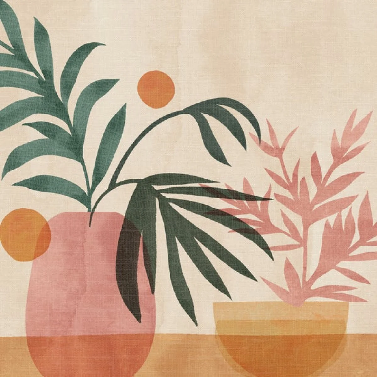 Plant Pots Line Art Square Cushion – image 2