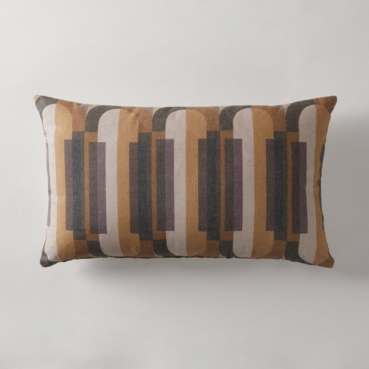 Bauhaus Style Oval Print Cushion Purple, Yellow and Brown – image 2