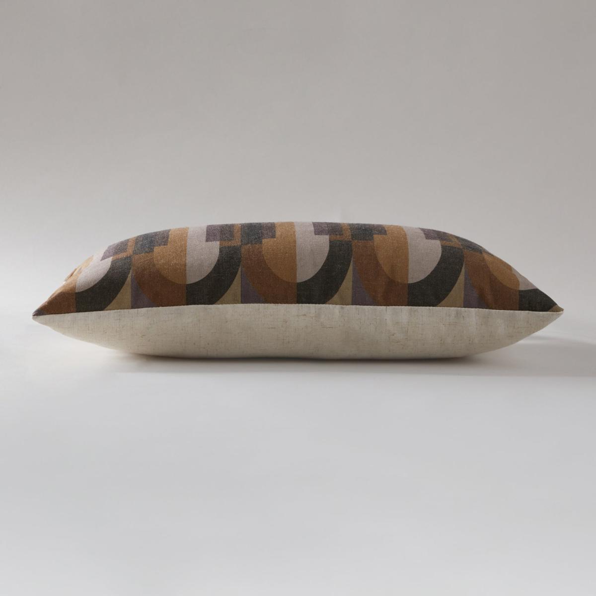Bauhaus Style Oval Print Cushion Purple, Yellow and Brown – image 4