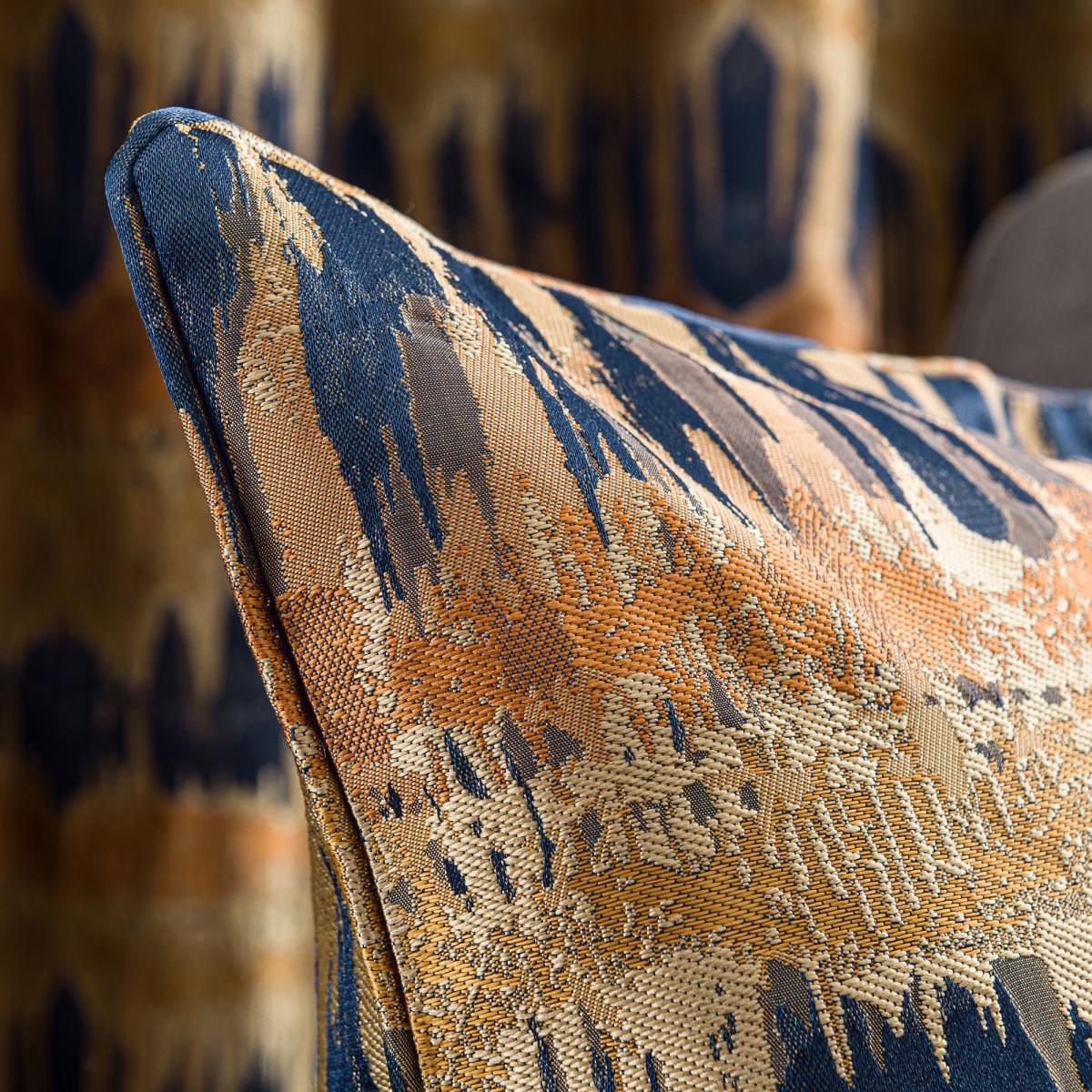 Budapest Midnight Spice Jacquard Cushion Gold and Navy Blue – image 2