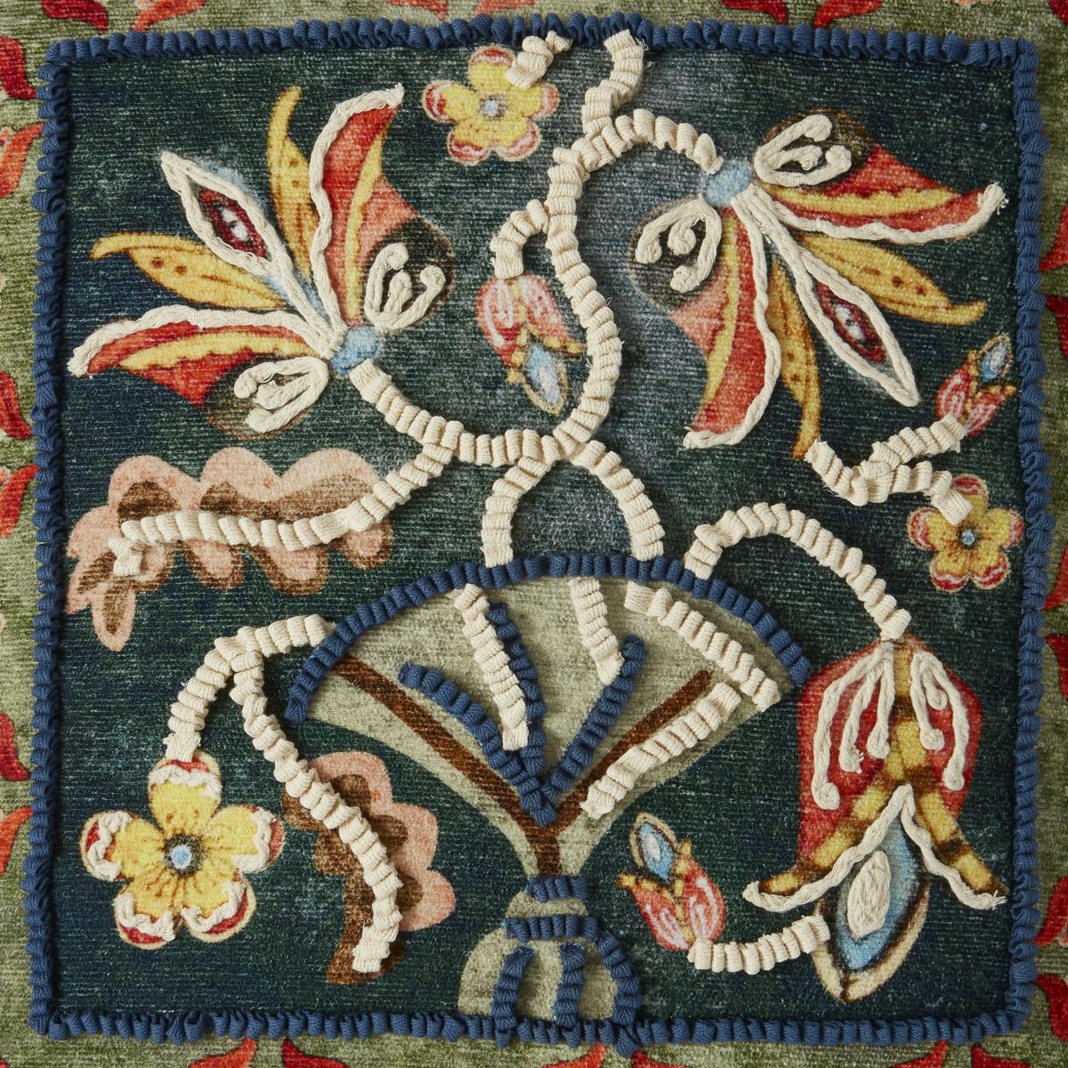 Embroidered Vase Cushion Navy (Blue) – image 4