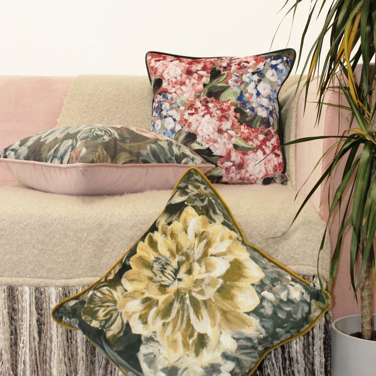 Evans Lichfield Printed Floral Cushions Yellow/Green/White – image 5