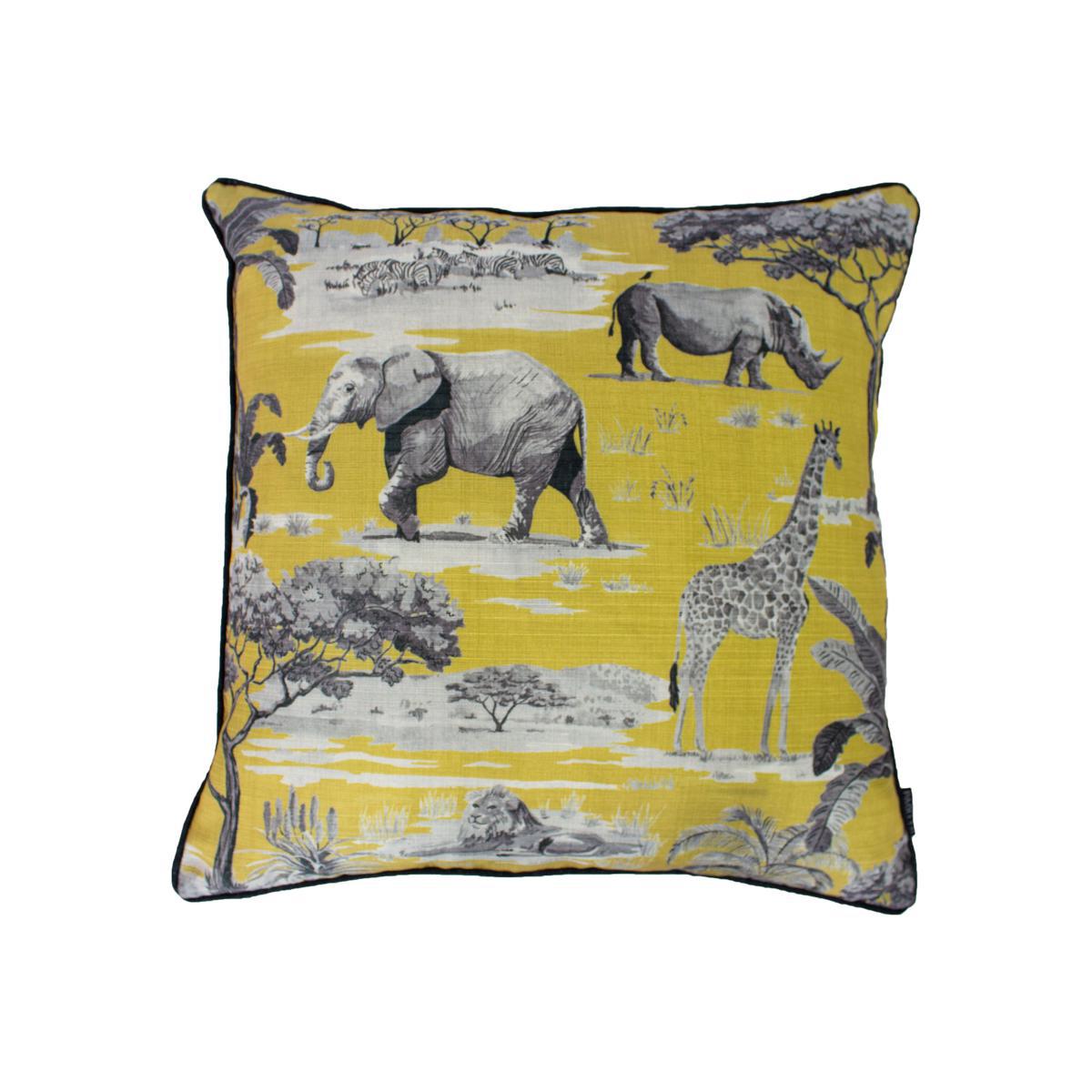 Safari Ochre Cushion Yellow and Grey – image 1