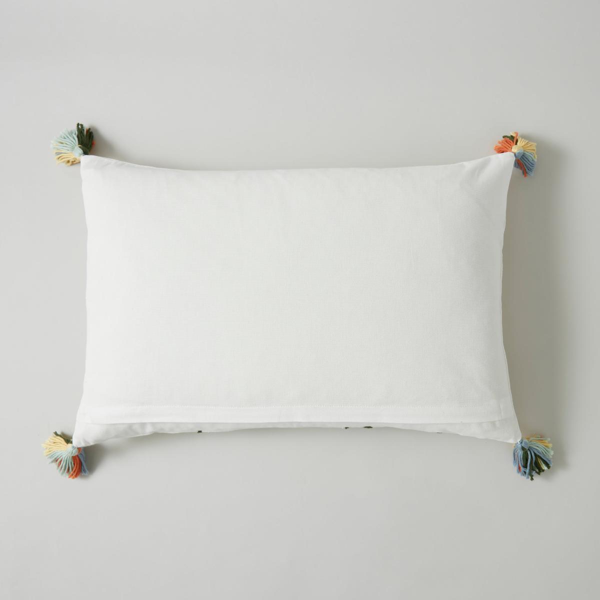 Embroidered Folktale Floral Cushion White – image 4