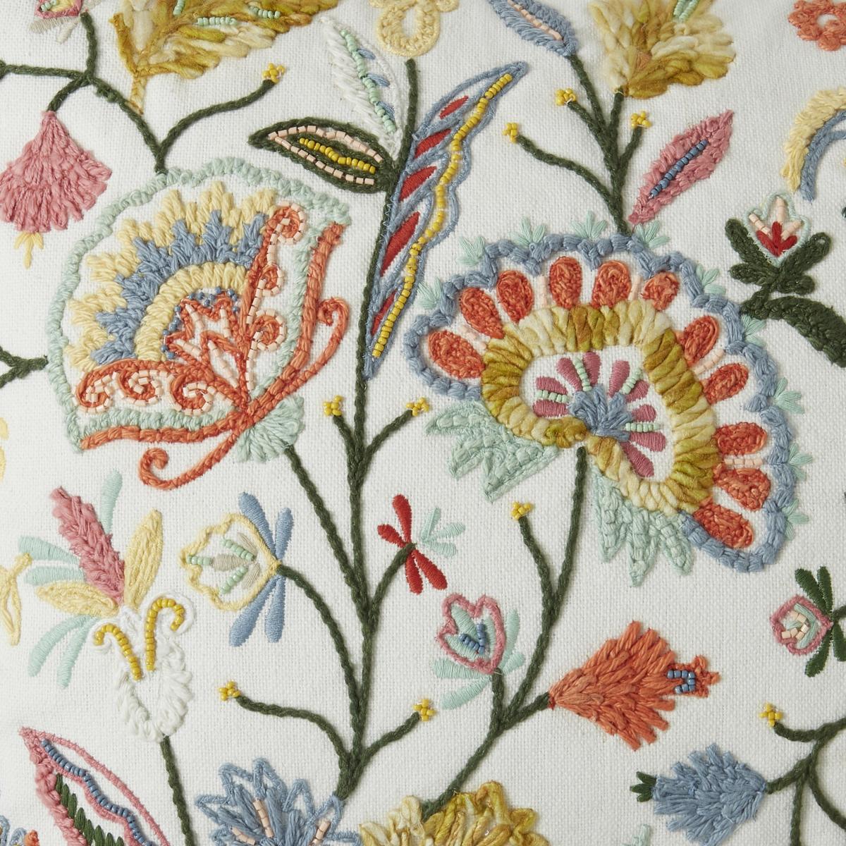 Embroidered Folktale Floral Cushion White – image 5