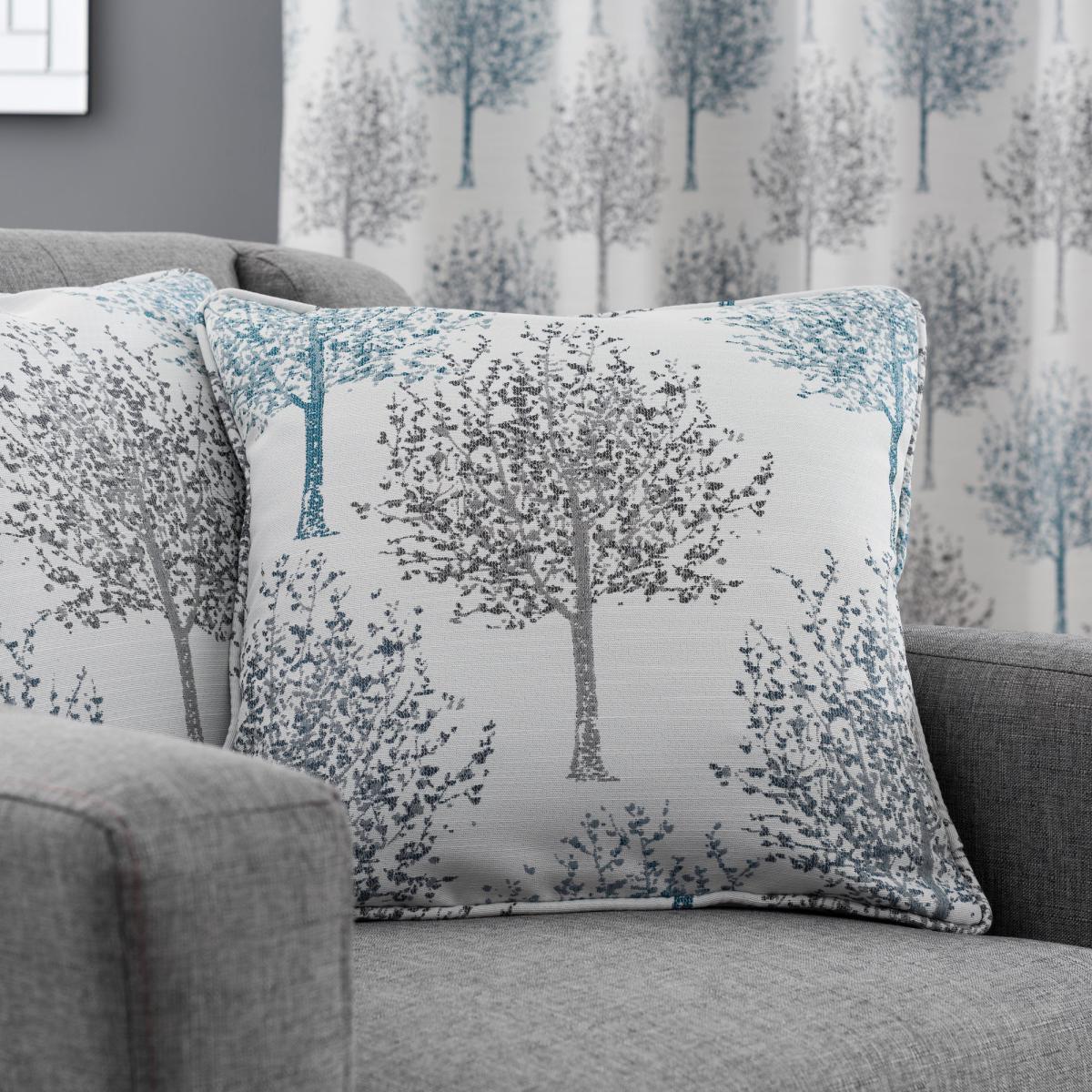 Jacquard Trees Teal Cushion Teal (Blue) – image 3