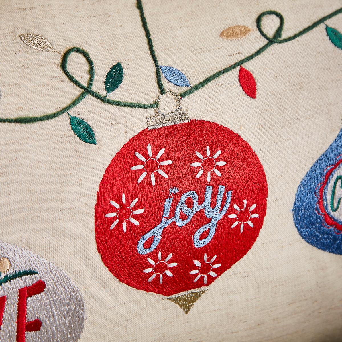 Baubles Embroidered Cushion Natural – image 2