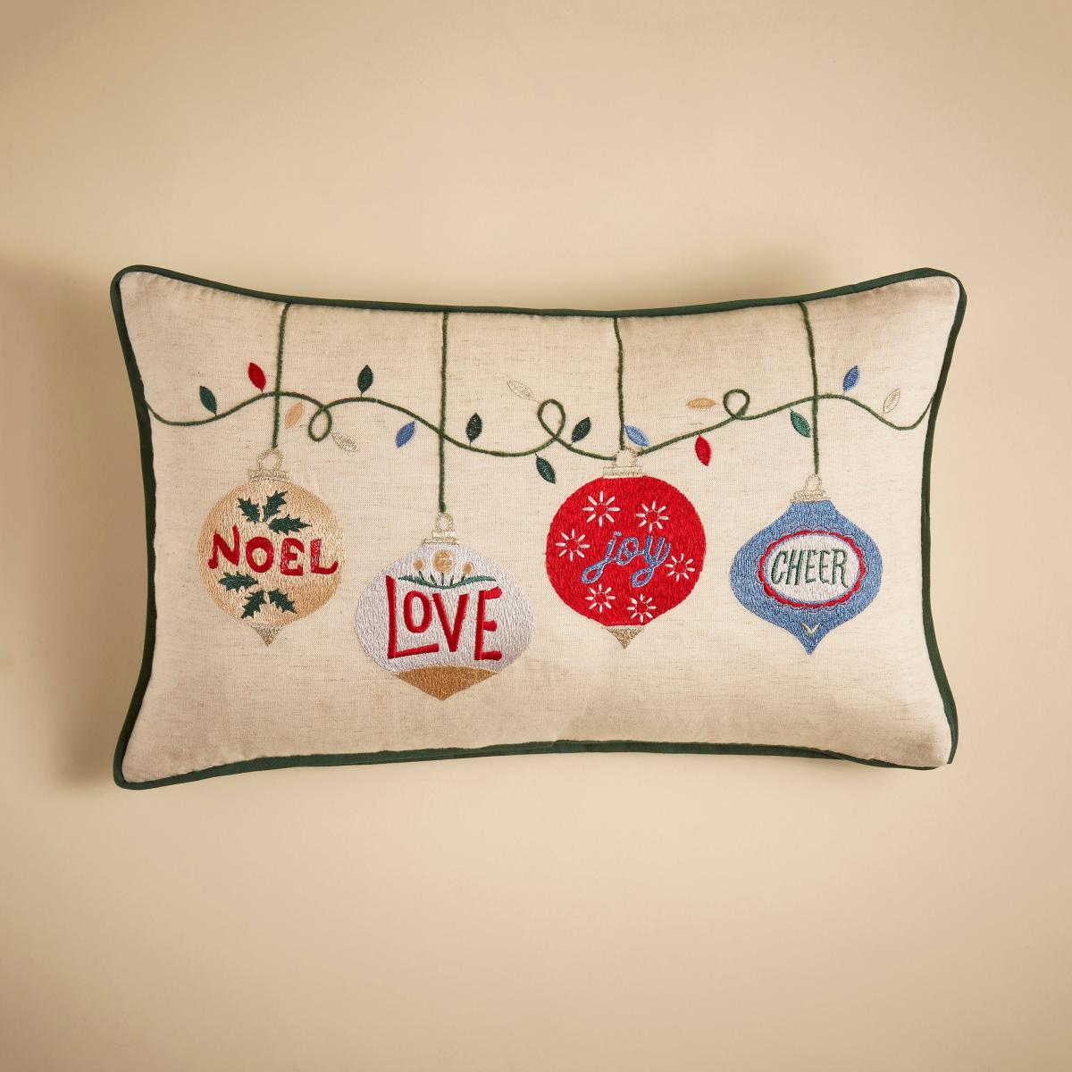 Baubles Embroidered Cushion Natural – image 3