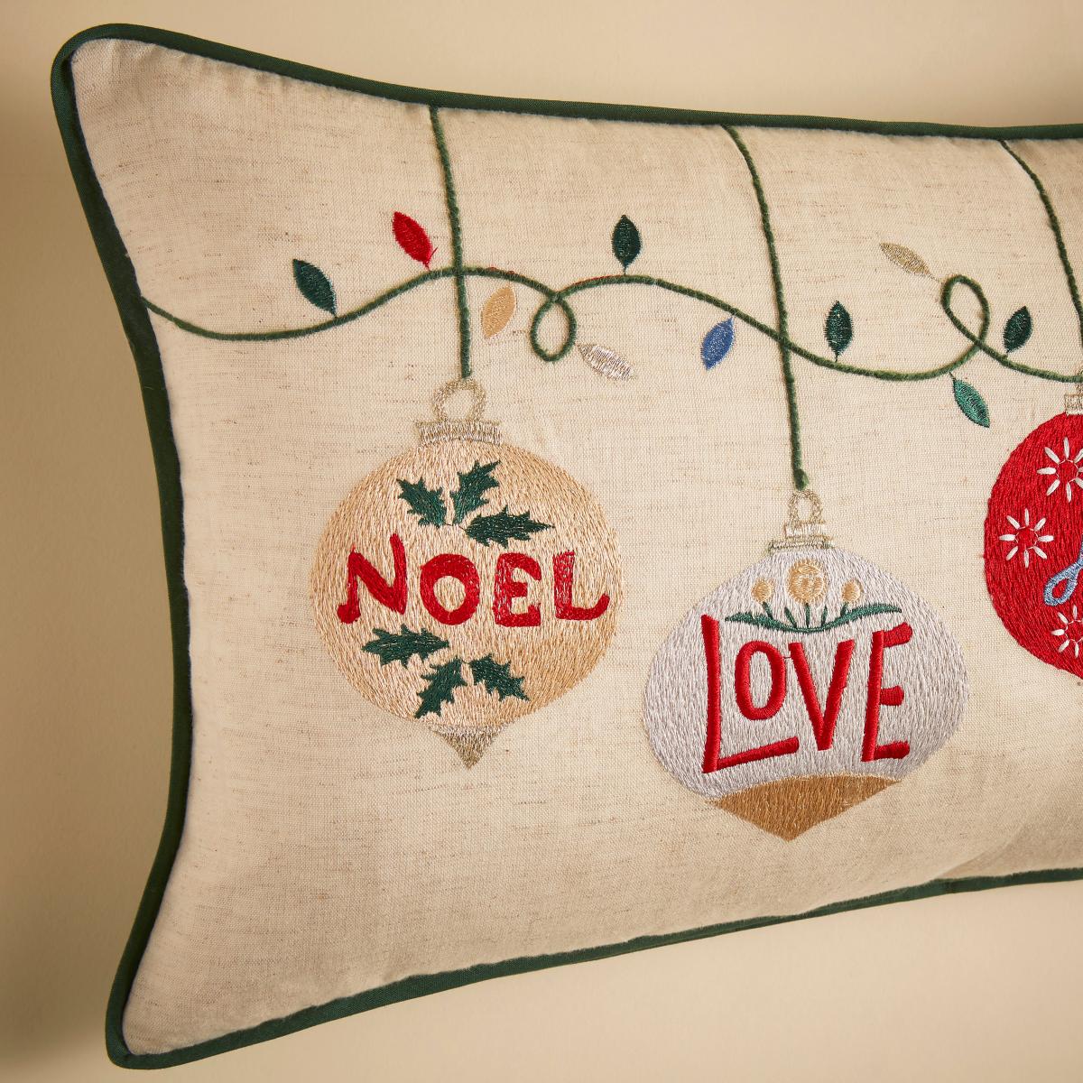 Baubles Embroidered Cushion Natural – image 4