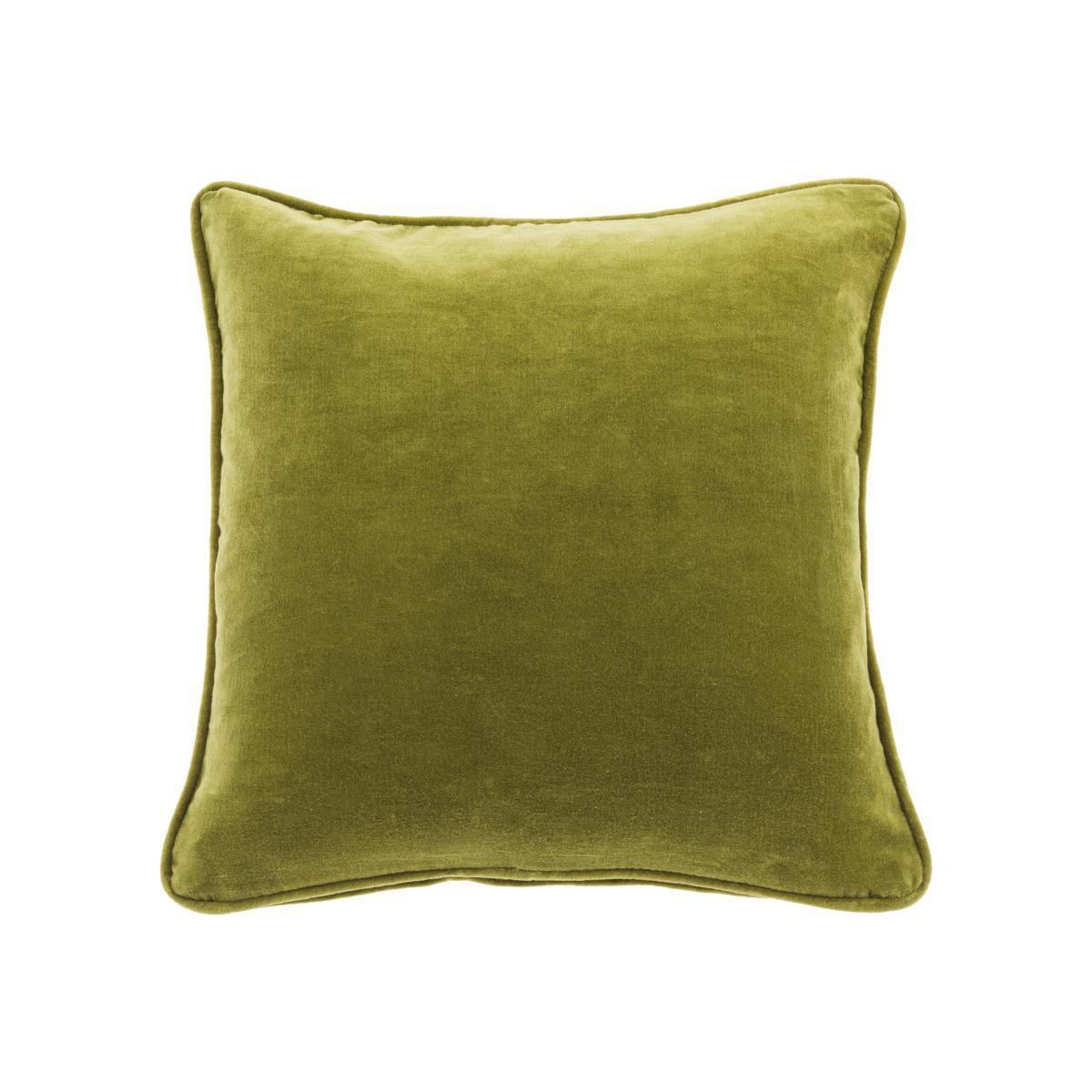 Clara Cotton Velvet Square Cushion Moss – image 1