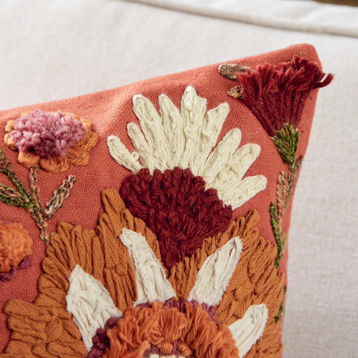 Unicorn Embroidered Cushion Red – image 2