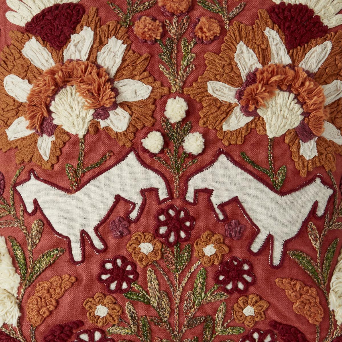 Unicorn Embroidered Cushion Red – image 4