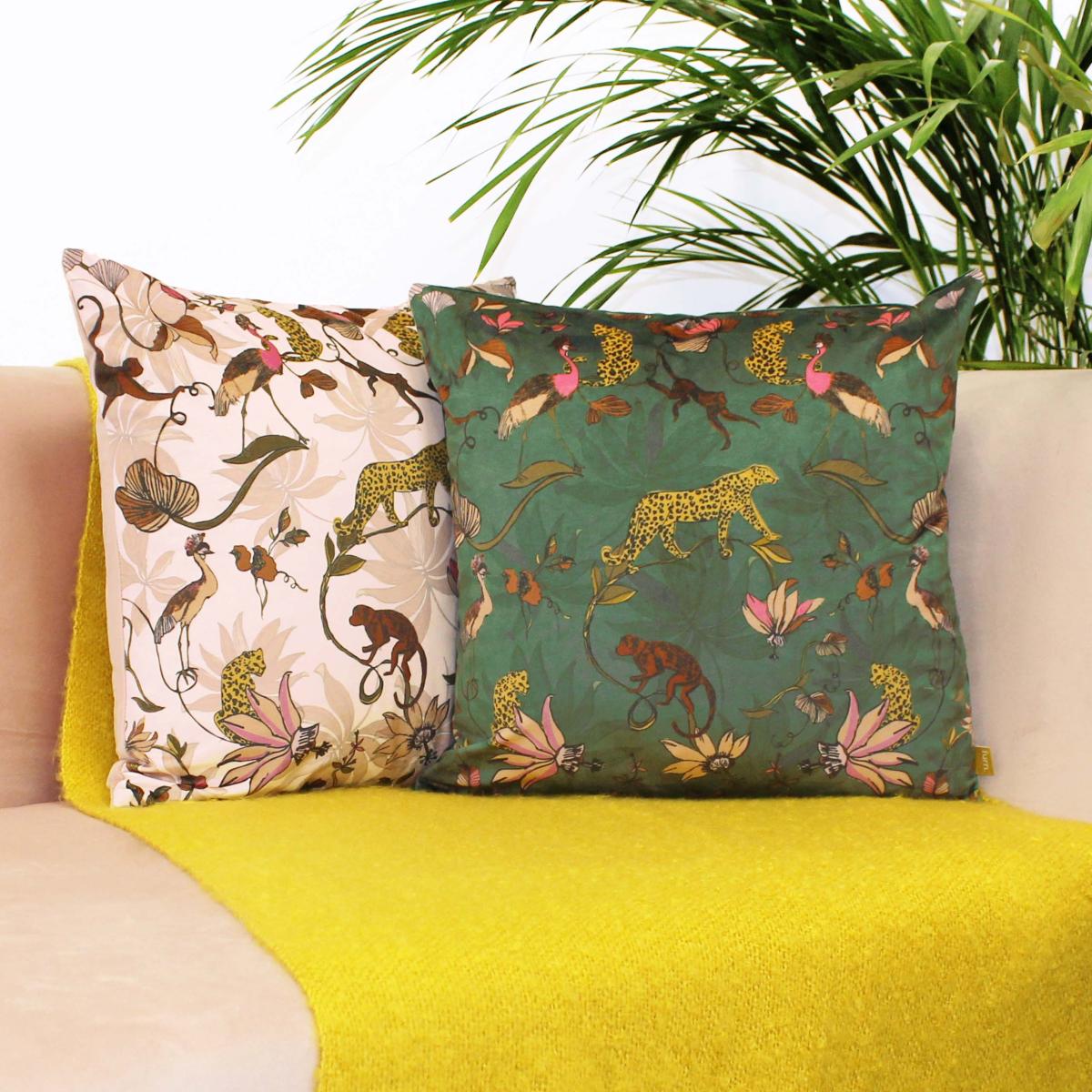 Wildlings Velvet Cushion Green/Brown – image 5