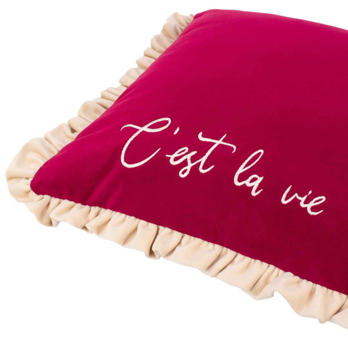 furn. Cest La Vie Rectangle Cushion Berry (Red) – image 5