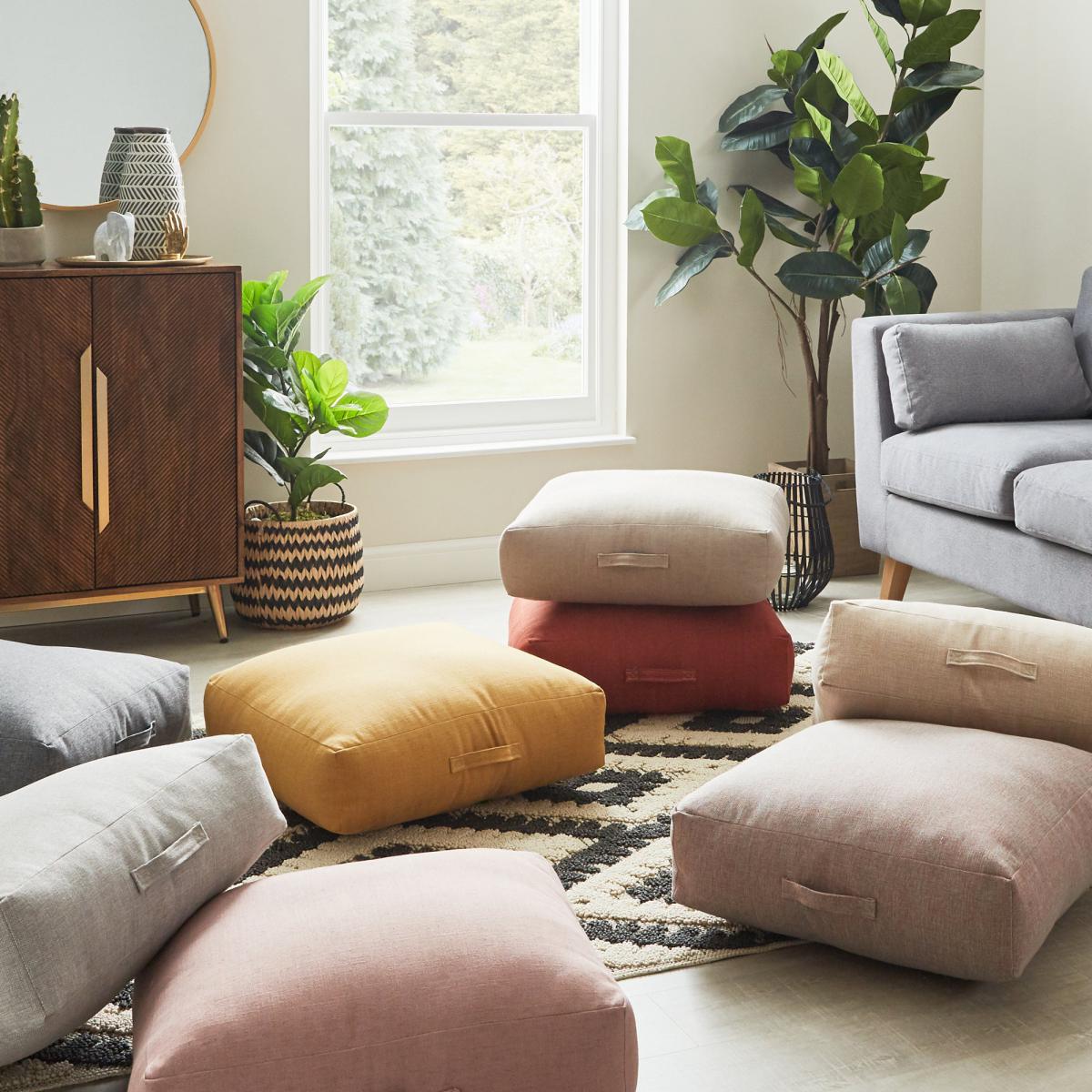 Slub Slate Floor Cushion Grey – image 3
