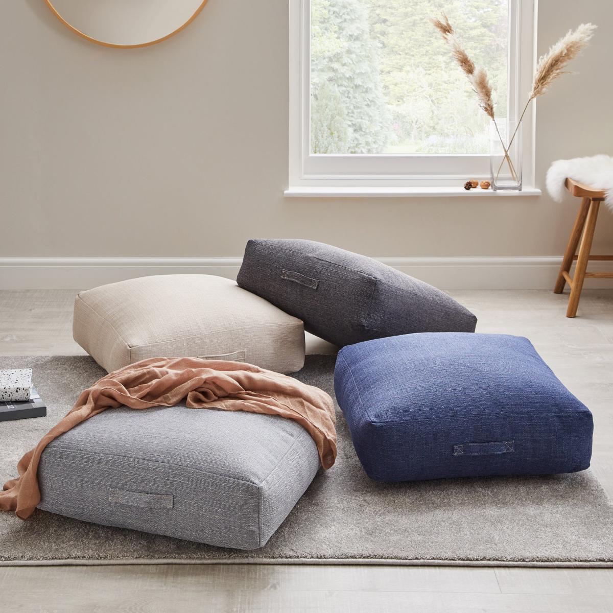 Slub Slate Floor Cushion Grey – image 4