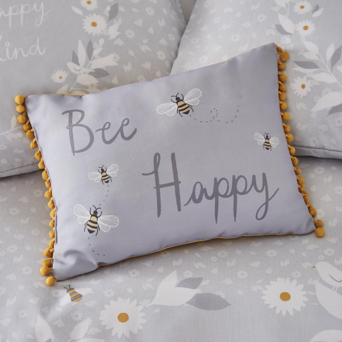 Catherine Lansfield Bee Happy Grey Cushion Light Grey – image 1