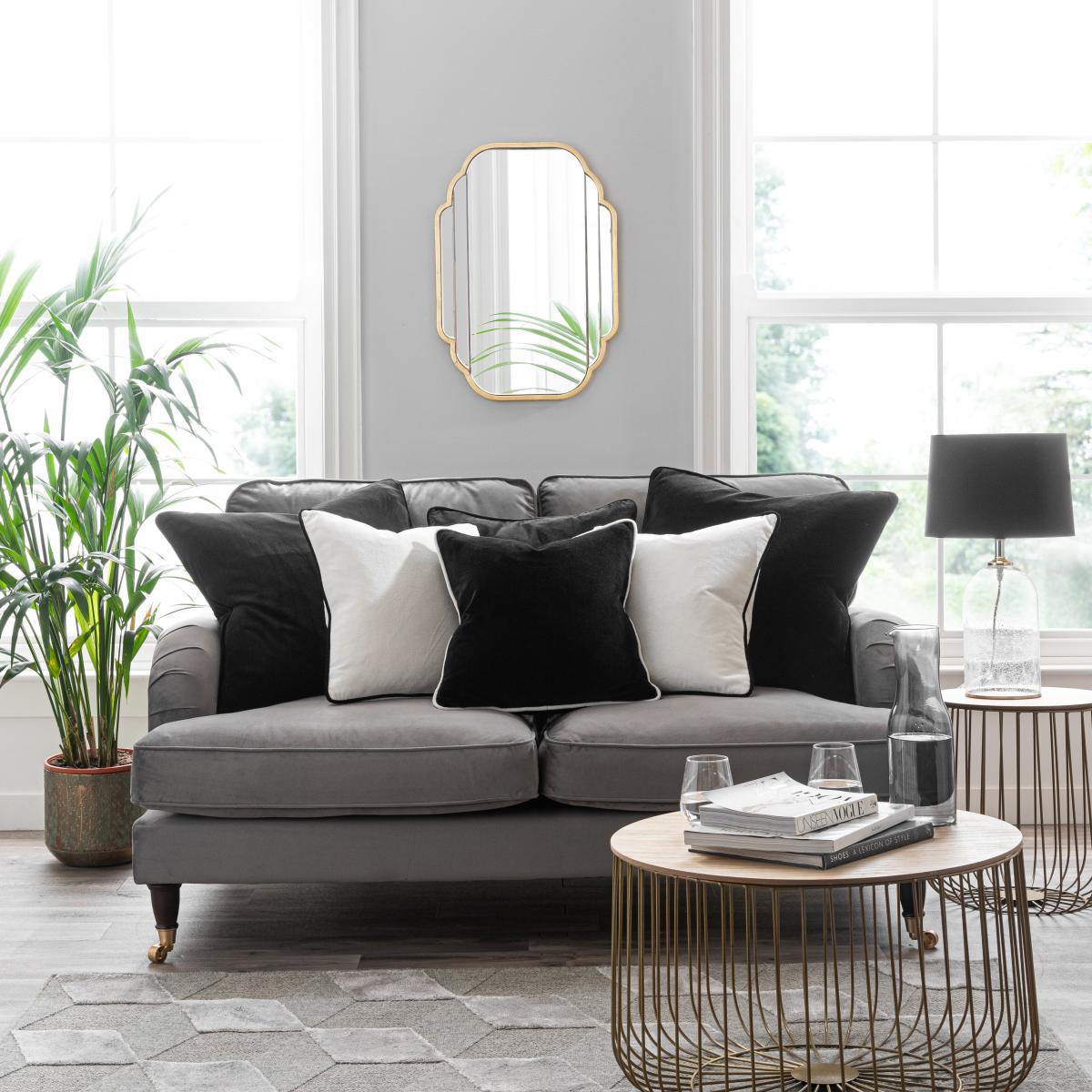 Clara Cotton Velvet Square Cushion Black – image 2